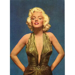 Vintage Color Sexy Marilyn Monroe In Gold Retro Cocktail Dress Photo #3024
